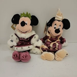 Vintage Disney Store Mickey King Arthur Plüsch Minnie Mouse Guinevere Set mit Etikett - Bild 1 von 6