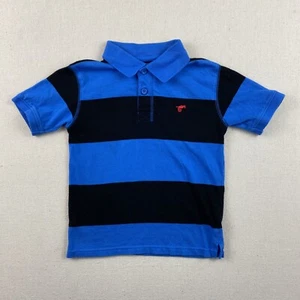 Wrangler Boys XS (4/5) Short Sleeve Polo Blue Striped Red Emrbroidered Logo - Picture 1 of 11