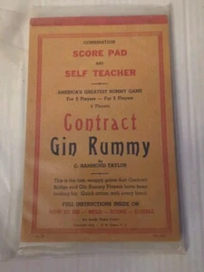 1942 RARE COMBINATION SCORE PAD SELF TEACHER CONTRACT GIN RUMMY C. HAMMOND TAYLO - Picture 1 of 2