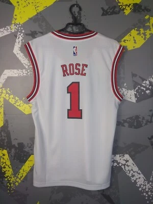Camiseta Derrick Rose Chicago Bulls NBA Baloncesto Camisa Blanca Adidas Hombres S ig93 Foto 1 de 4