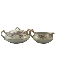 VTG Haviland Limoges china Commodore Pattern Creamer & Sugar Bowl with Lid - Picture 1 of 19