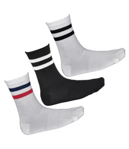 Mens Cushioned White Sports Socks BAMBOO Crew Tube Striped Skate Tennis VITSOCKS - Picture 1 of 18