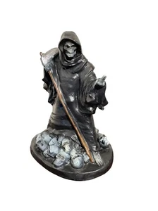 VTG Blow Mold Paper Magic Group Grim Reaper Figurine Statue With Scythe & Skulls - Picture 1 of 5