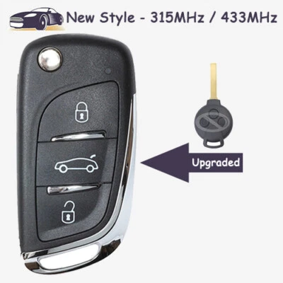 Upgraded Remote Key Fob 3 Button 315MHz OR 433MHz for 2007-2015 Smart Fortwo 451 - Imagem 1 de 3