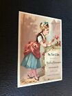 1800'S Wm Faber Corset Blond Lass Picks Rose From Wall Ivy Victorian Trade Card