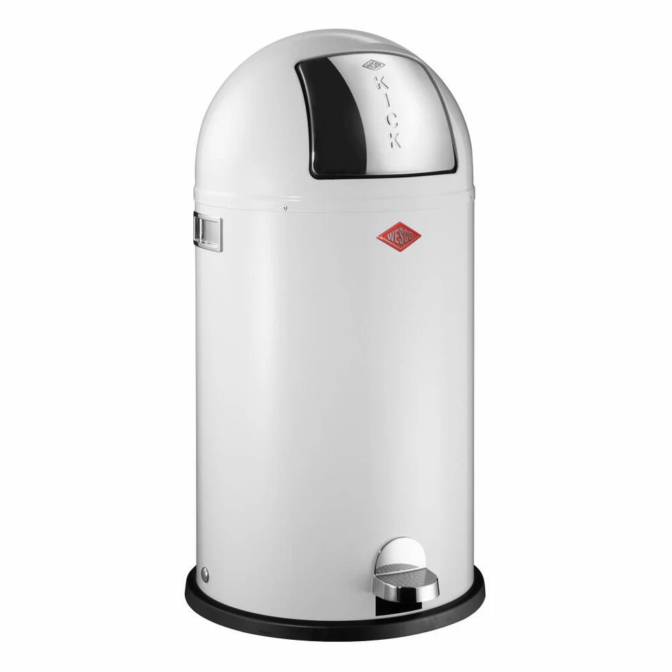 Wesco Mülleimer Kickboy Abfallsammler Tretabfallsammler Stahlblech Weiß 40 L - Bild 1 von 1