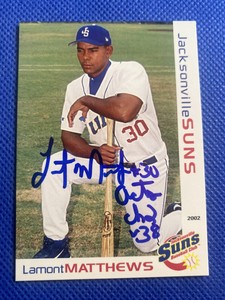 2002 Jacksonville Suns Lamont Matthews Auto Signed Autograph Dodgers 