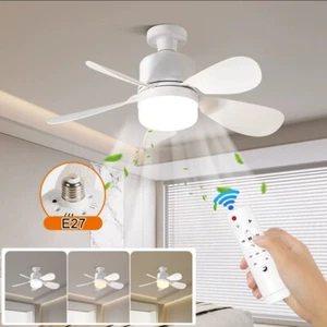Ventilador de Techo LED Regulable Luz E27 Enchufe 24W con Luz Control Remoto Lámpara - Imagen 1 de 16