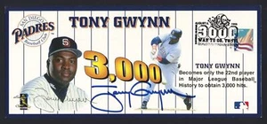 TONY GWYNN 3000 Hits SIGNED 8/6/1999 Cachet w/ COA (d.2014) San Diego Padres HOF - Picture 1 of 4