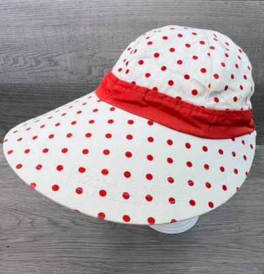 Collectif Tie Bonnet Sun Hat  Red White Polka Dot Summer Holly Hobby Style Hat - Image 1 of 4