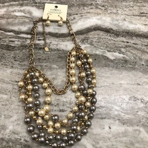 Splendido set collana e orecchini perle grigie DaVinci piombo e nichel sicuro - Foto 1 di 9