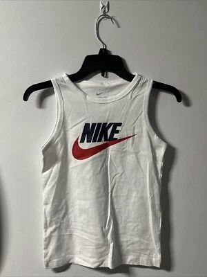 Nike White Sleeveless Logo Tank Top Kids Small NWT - Image 1 of 4