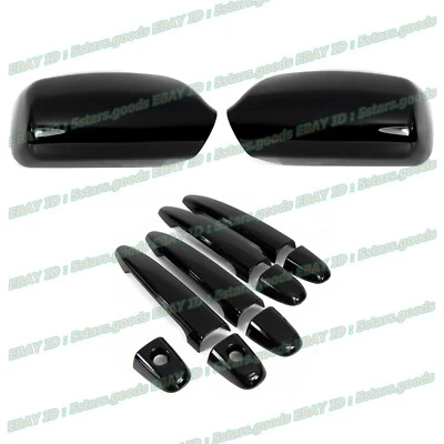 For 2007-2011 Toyota Camry Glossy Black Side Mirror + Door Handle Covers Trims - image 1 of 4