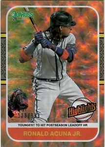 ⚾2021 Donruss Braves Ronald Acuna 1987 Retro Highlights Diamond 139/999 H18⚾ - Picture 1 of 2