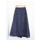 Vintage handmade maxi full skirt cotton striped abstract print bohemian unique M