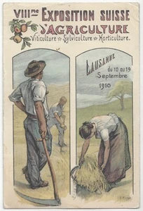 1910 Swiss Agriculture Exposition, Wheat Farming, Artist Signed, Switzerland - Picture 1 of 2