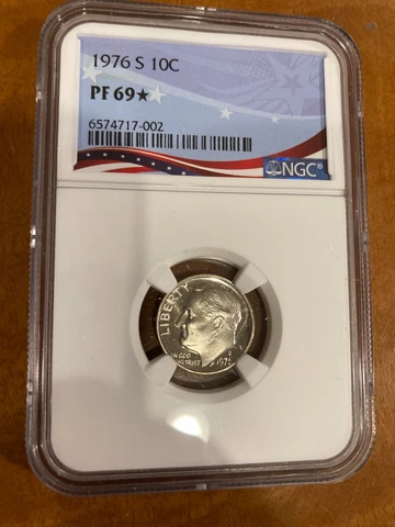 1976 S Roosevelt Dime 10c NGC PF69 ✯ STAR Rare Proof Cover