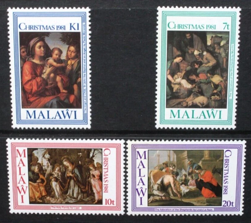 MALAWI 1981 Christmas: Religious Paintings. Set of 4 Mint Never Hinged SG646/649 - Image 1 of 1