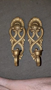 "Juego de candelabros aplique de pared dorado HOMCO 1988 de colección #2230 hecho en EE. UU. 11""" - Imagen 1 de 3
