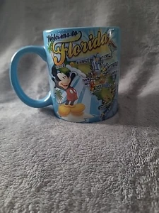 Disney Mickey Mouse Welcome To Florida Map Mug Cup By Jerry Leigh - Picture 1 of 3