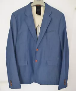 Men's G STAR RAW Denim Tailored Blazer Jacket Sport Coat 54 Logo 2 Button Blue - Picture 1 of 24