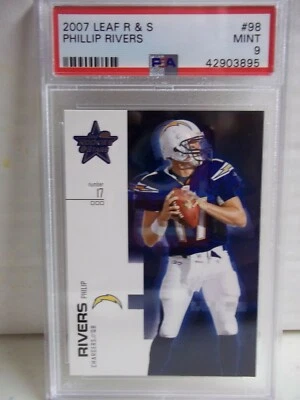 2007 Leaf  Philip Rivers PSA Mint 9 Football Card #98 NFL San Diego Chargers - Image 1 of 4