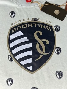 NWT MLS Kansas City Sporting All Over Print Mitchell & Ness Shirt Unisex Sz S - Picture 1 of 7