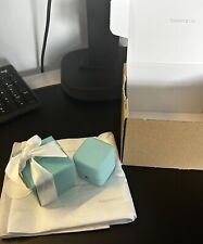 TIFFANY & CO LEATHER VELVET LINED RING BOX + OUTER GIFT BOX, RIBBON & TISSUE