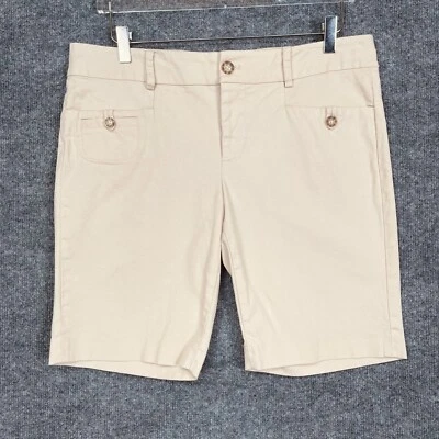 Sinclaire 10 Shorts Women 12 Khaki Beige Bermuda Cotton Spandex Stretch Boutique - Image 1 of 4