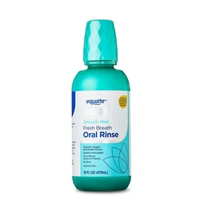 Equate Fresh Breath Oral Rinse Alcohol Free Mouthwash, Smooth Mint Flavor,16 fl - Picture 1 of 8