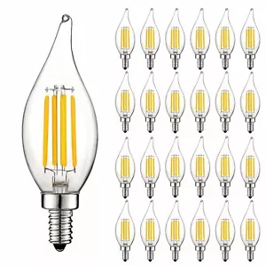 24x Luxrite 5W Vintage Candelabra LED Bulb Dimmable 4000K 550lm Cool White E12 - Picture 1 of 7