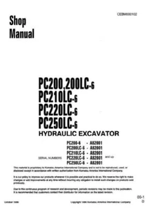 Komatsu PC 200 200LC 210 220 250 serie manuale officina set di 2 manuali - Foto 1 di 7