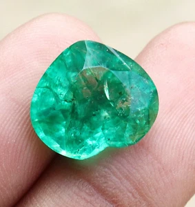 Natural Rare Colombian Green Emerald Certified Loose Gemstone Heart Cut 8 -10 CT - Picture 1 of 8