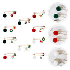  10 Sets Holiday Cute Enamel Pins Christmas Badges Fur Ball Alloy