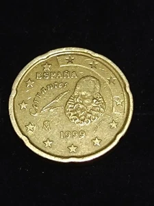 Moneda Euro con exceso de metal 20 centimos Cervantes (Pendiente) 1999 España - Imagen 1 de 5
