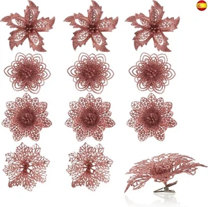  com-four® 12x Flor Decorativa con Clip - Flores Brillantes para enganchar -   - Imagen 1 de 9