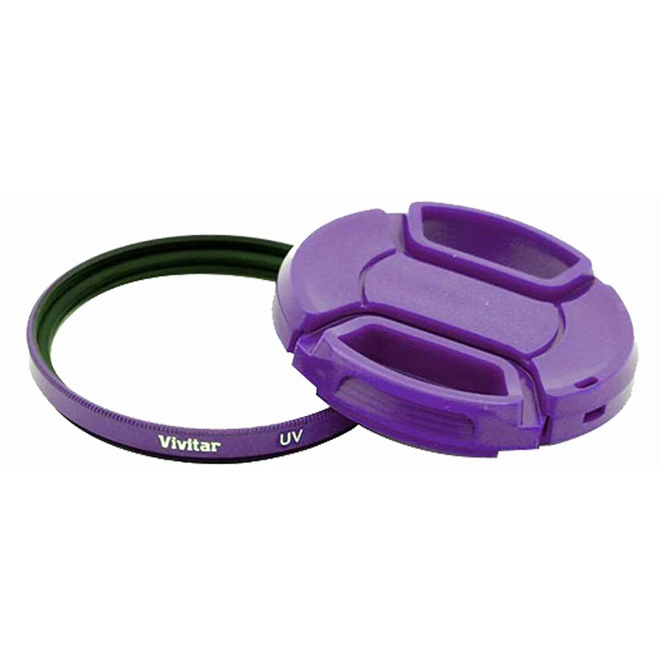 Vivitar 55mm UV Filter and Snap-On Lens Cap Purple #VIV-FKSC-55-PU