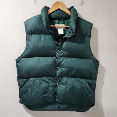 Vintage LL Bean Goose Down Puffer Vest Green Made in USA Mens XL Outdoor  - Image 1 of 4