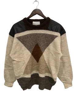 J.C. de Castelbajac Pour Iceberg Strick Pullover Gr. 3 / M Vintage Leder Mohair Wolle - Bild 1 von 10