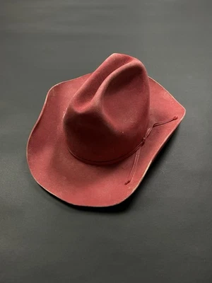 Sombrero vaquero occidental vintage teñido de rojo Resistol pátina usada talla 7 Foto 1 de 4