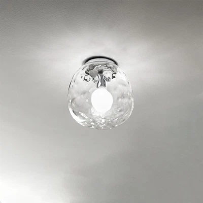 Plafoniera Contemporanea Skin Metallo Cromo Vetro Trasparente 1 Luce E27 - Immagine 1 di 3