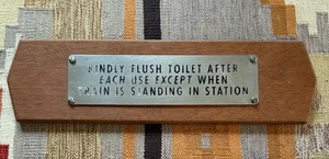 Vintage Kindly Flush Toilet After Each Use Except Train Station Sign Wall Plaque - Picture 1 of 6