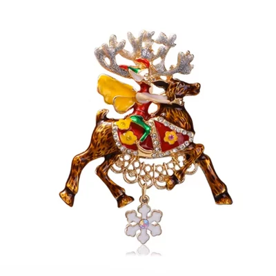 Large Reindeer Brooch Pin – Crystal Rhinestone Christmas Jewelry Gift for Women - Image 1 of 4
