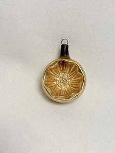 Antique Glass Christmas Ornament Deep Indent Gold Sun or Flower 2.5" Germany - Picture 1 of 7