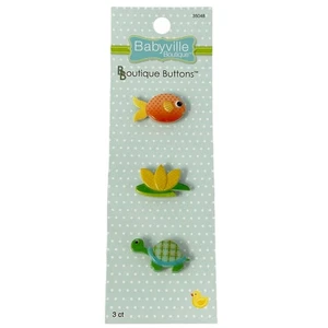 Dritz Babyville Boutique Buttons Gold Fish Turtle Water Lilypad 35048 - Picture 1 of 5