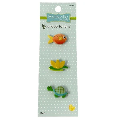 Dritz Babyville Boutique Buttons Gold Fish Turtle Water Lilypad 35048 - Image 1 of 4
