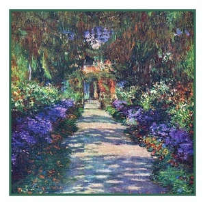Impressionist Monet's The Garden Path Counted Cross Stitch Chart Pattern - Picture 1 of 10