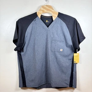 Carhartt Force Scrub Top Mens 2X Charcoal Heather Color Block RN CNA Tech NWT - Picture 1 of 14