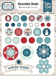 "I LOVE WINTER" DECORATIVE BRADS ECHO PARK SNOW SCRAPJACK'S PLACE - Picture 1 of 1