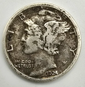 1924 S Mercury Dime XF lo classifichi! Moneta tipo argento 90% EF spedizione gratuita! - Foto 1 di 4